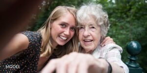 Grandma and granddaughter taking a selfie